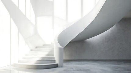 Sticker - White Spiral Staircase in Modern Interior