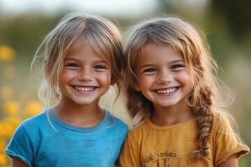 Cute happy siblings expressing happiness, Generative AI