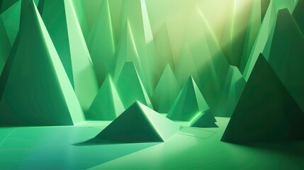 Wall Mural - Abstract green geometric background with light and shadow.