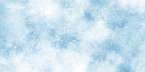 Wall Mural - a winter background with snowflakes and randomized floating bokeh, blue snow background texture, lig
