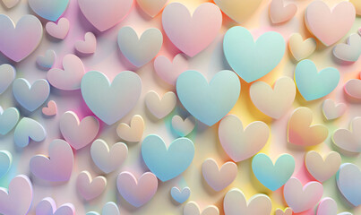 Wall Mural - pastel heart background-generative ai