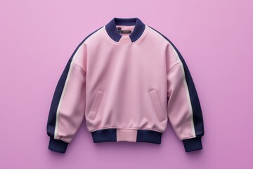 Canvas Print - A stylish pink and navy sweatshirt displayed on a pink background.