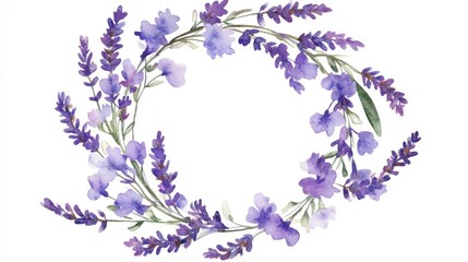 Sticker - Watercolor wreath of lavender flowers