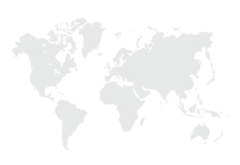 World map.United States, China, Russia, Germany, United Kingdom, Japan, France, India, Brazil, Canada, Italy. Grayscale,isolated on white background