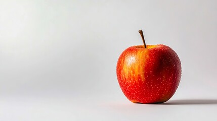 Wall Mural - A single red apple sitting on top of a white surface