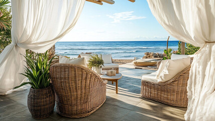 Wall Mural - table and chairs on the beach