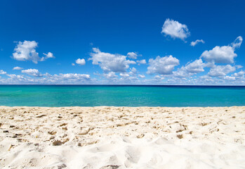 Blue sea and blue sky. Beach and tropical sea