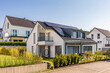 © Westend61 - Modern single-family home in Altbach, Germany with photovoltaic system and energy-saving features.
