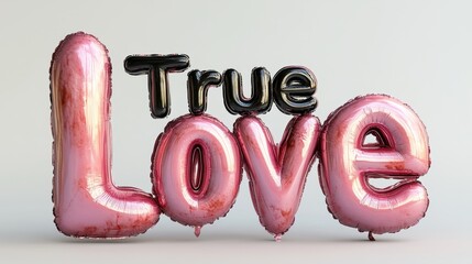 3D True Love on color background,vector lettering composition true love,awesome valentine design vector file,Festive decorative element in realistic,romantic concept banner.