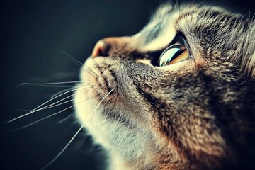 Canvas Print - A Close-Up of a Cat's Face with One Eye Open