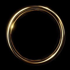 Wall Mural - Isolated golden circle black background