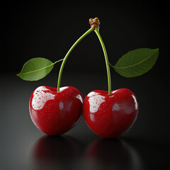 Sticker - Two Cherries on Black.