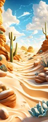 Poster - Desert Oasis with Blue Sky and Clouds.