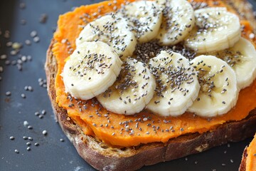 Wall Mural - Sweet Potato Toast with Almond Butter and Banana