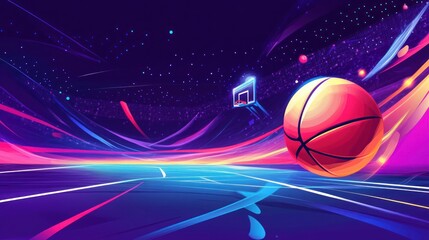 Wall Mural - Basketball Court with Abstract Lights