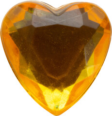Wall Mural - yellow heart shape crystal valentines day symbol sticker isolated on white background