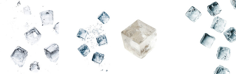 Aufkleber - Dropping ice cube, isolated and clipped on white background, full depth of field, clipping path