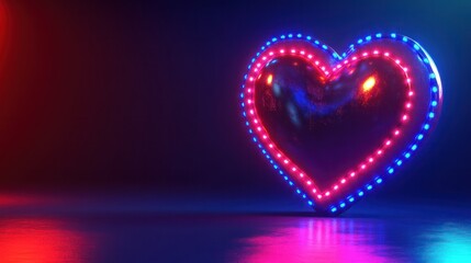 Wall Mural - Design Template of Neon Illuminating Heart