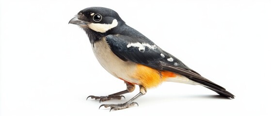 Captivating bird on a white isolated background in studio setting showcasing its natural beauty