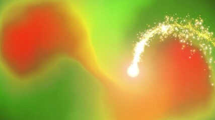 Canvas Print - Sparkling light trail animation over vibrant green and orange abstract background