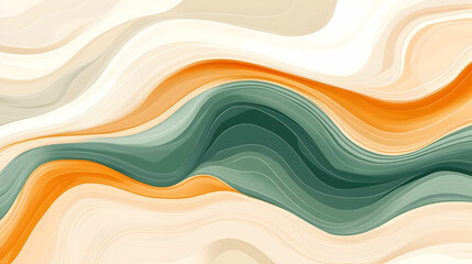 Abstract Green and Orange Wavy Pattern Background