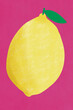 © Westend61 - Lemon with green leaf against pink background
