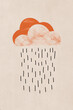 © Westend61 - Illustration of orange cloud with rain against beige background