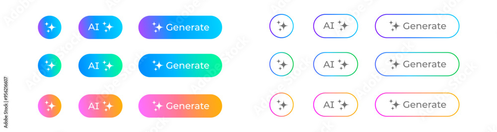 AI generated buttons set for artificial intelligence generate app ...
