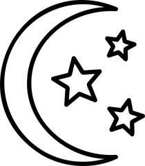 Wall Mural - moon and three stars, black line element