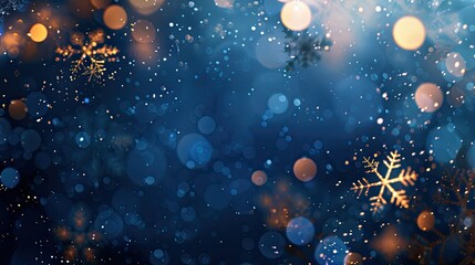 Aufkleber - Navy christmas background with snowflakes bokeh and small sequins