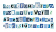© Westend61 - Blue cut-out letters of the alphabet arranged with both uppercase and lowercase letters, collaged typography.