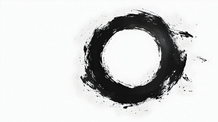 Abstract Black Ink Circle On White Background