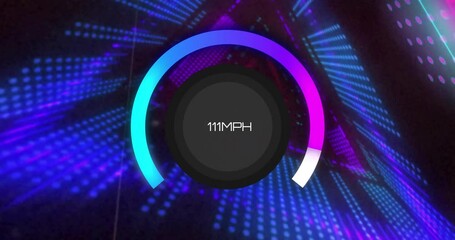 Sticker - Speedometer animation displaying 111 MPH over vibrant neon light patterns