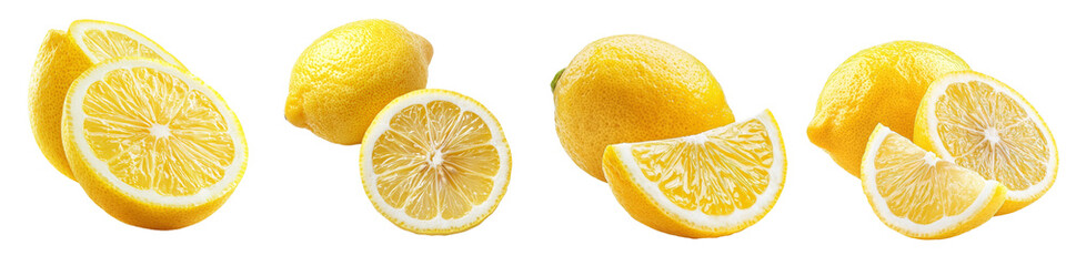 Poster - Clipping path, full depth of field, isolated lemon on white background