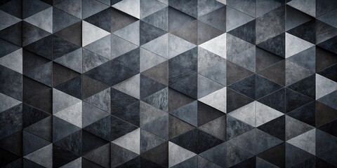 Wall Mural - Abstract background black gray geometric shapes rough textured surface Long Shot