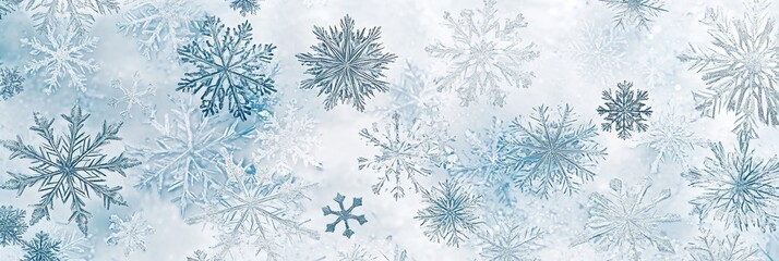 Leinwandbilder - Delicate abstract snowflakes intertwine with soft lines, evoking a tranquil winter vibe in a soothing blue color scheme. Generative AI