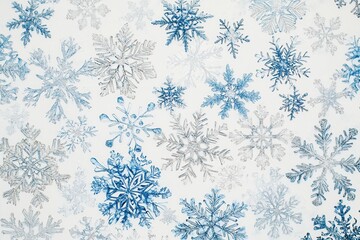 Leinwandbilder - Delicate snowflake patterns and fine lines merge in a soothing palette of blues and whites, evoking the chill of winter. Generative AI