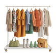 © Nattadesh - Fashionable clothing rack showcasing vibrant outfits and stylish accessories for a trendy wardrobe.