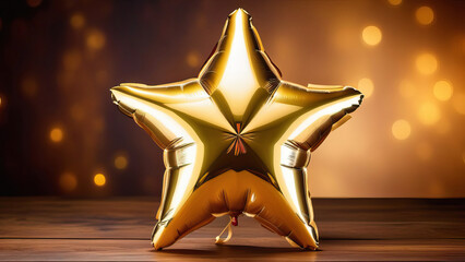 Air Balloon in the Shape of a Star on Rustic Wood Table