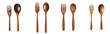 © Zaleman - A wooden spoon and fork is isolated on a white background, with full depth of field