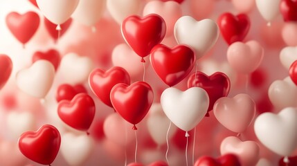 Poster - Red and White Heart Balloons for Valentine's Day Celebration