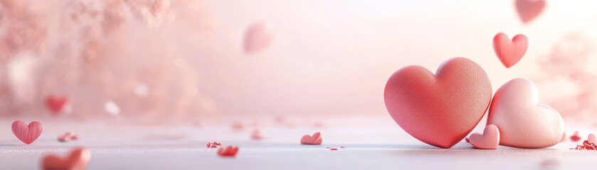 Poster - Romantic Valentine's Day Background with 3D Hearts