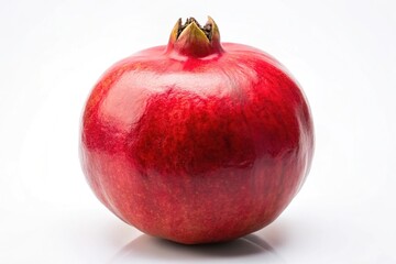 Wall Mural - Close-up shot of a giant pomegranate floating on a white background