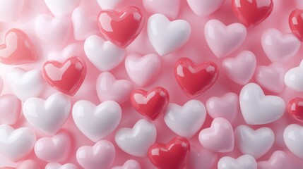 Pink and Red Hearts Pattern Background