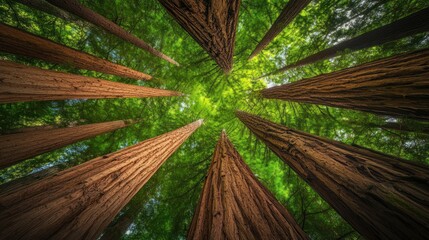 Poster - A Look Up at the Tall Redwoods