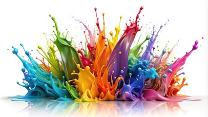 Wall Mural - Colorful paint splatter on white background