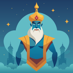 Wall Mural - genie magic cartoon vector illustration