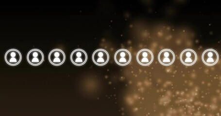 Canvas Print - Row of user icons animation over golden bokeh background