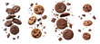 © Zaleman - An isolated chocolate chip cookie falls on a white background, with full depth of field.
