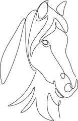 Wall Mural - Horse head Continuous one line drawing art. Horse for logo, tattoo, banner, poster and flyer. 